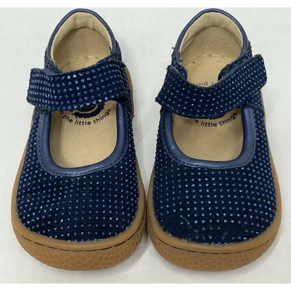 Livie And Luca Size 4 Navy Blue Sparkle Gemma Pebble Glitter Shoes maryjanes*EUC